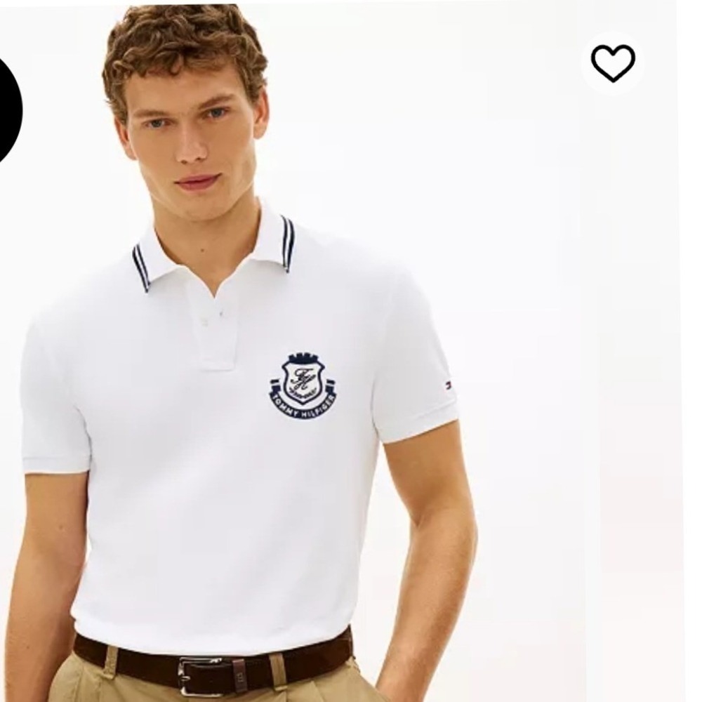 Tommy Hilfiger Mens Pique Badge Regular Fit Short Sleeve Polo Shirt White XL